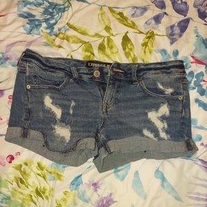 Express Jeans Distressed Ripped Shorts